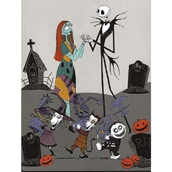 Nightmare Before Christmas Fleece Blanket: Jack and Sally  Nightmare Before Christmas Jack Skellington & Sally Gray Raschel Blanket 60X80